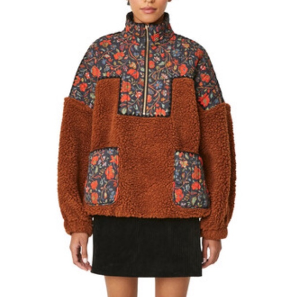 Rhode Cecilia pullover in walnut & black Vichy rose, size L